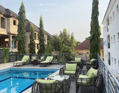 2/1 Bed Shortlet Mabushi · Pool, Sitout & Balcony (Unit C)
